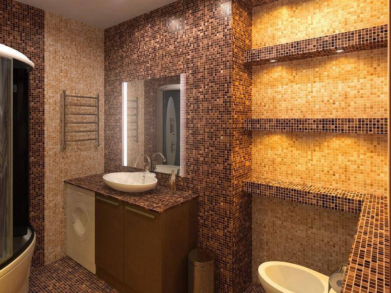 Мозаика в ванной комнате: дизайн, комбинация плитки
 - 23 фото
