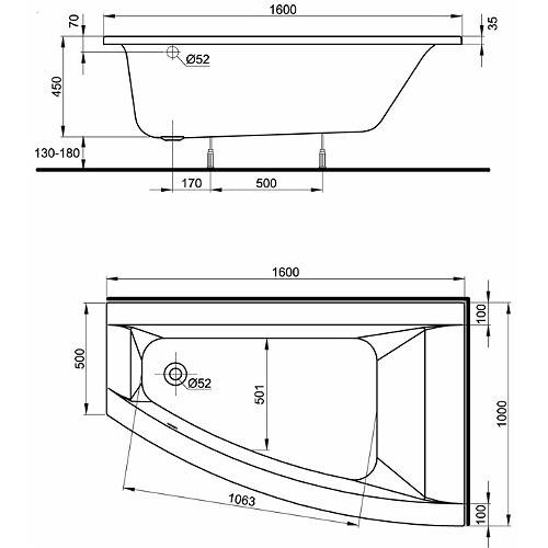 Стальные угловые ванны - асимметричные металлические и железные виды