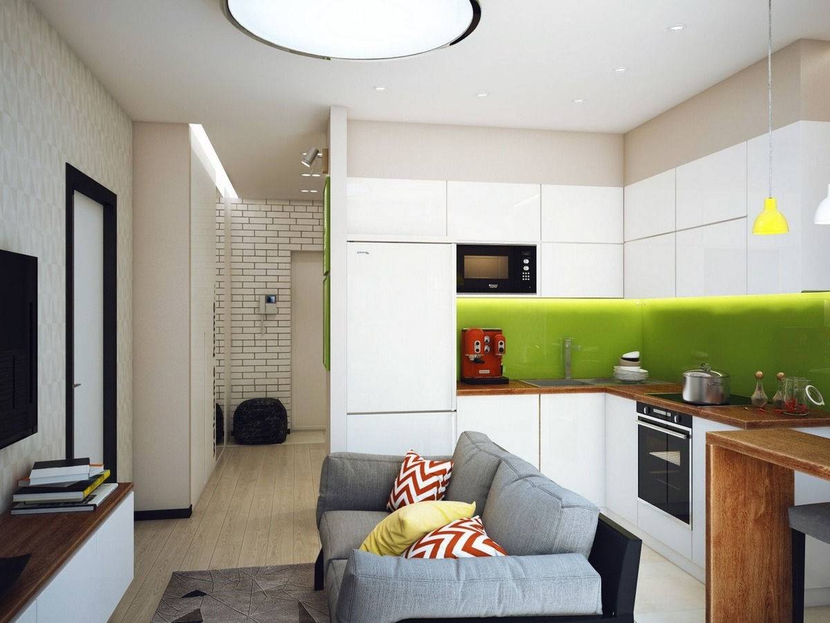 Кухня в маленькой квартире-студии: фото дизайна