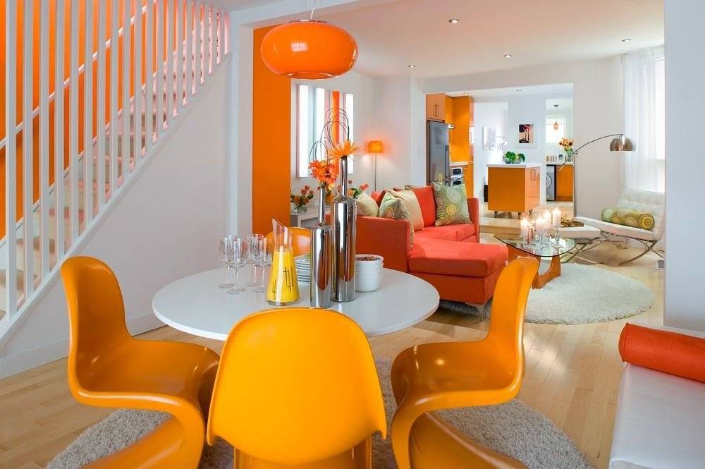 Оранжевые шторы - 80 фото идей сочетания в дизайне интерьера