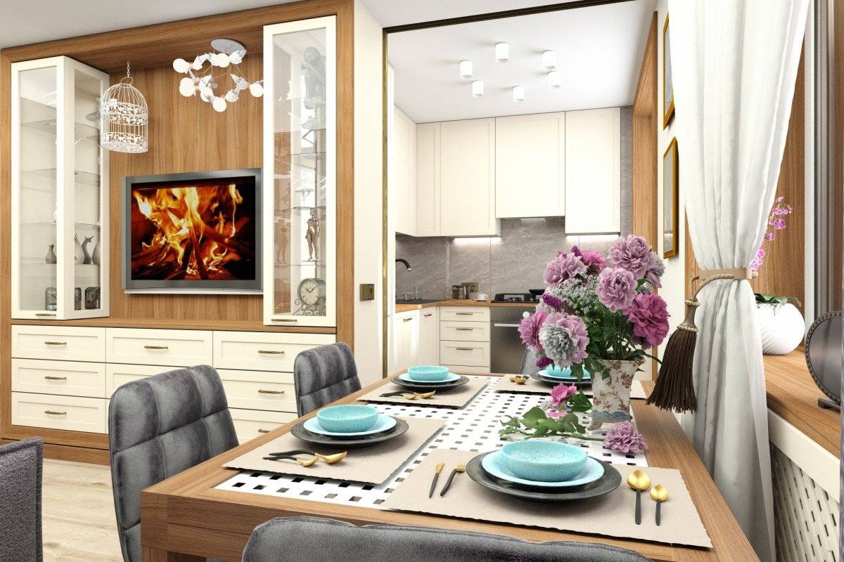 Дизайн кухни совмещенной с гостиной в хрущевке и доме: фото и видео