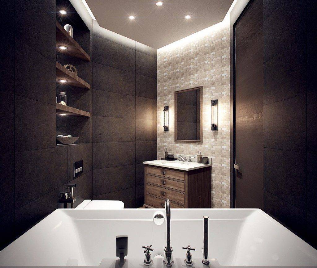 освещение в маленькой ванной комнате фото примеры