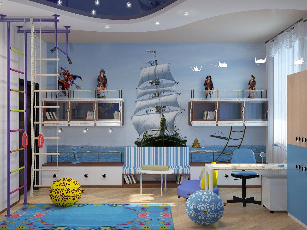 Обои в морском стиле для дизайна детской комнаты, гостиной или спальни
