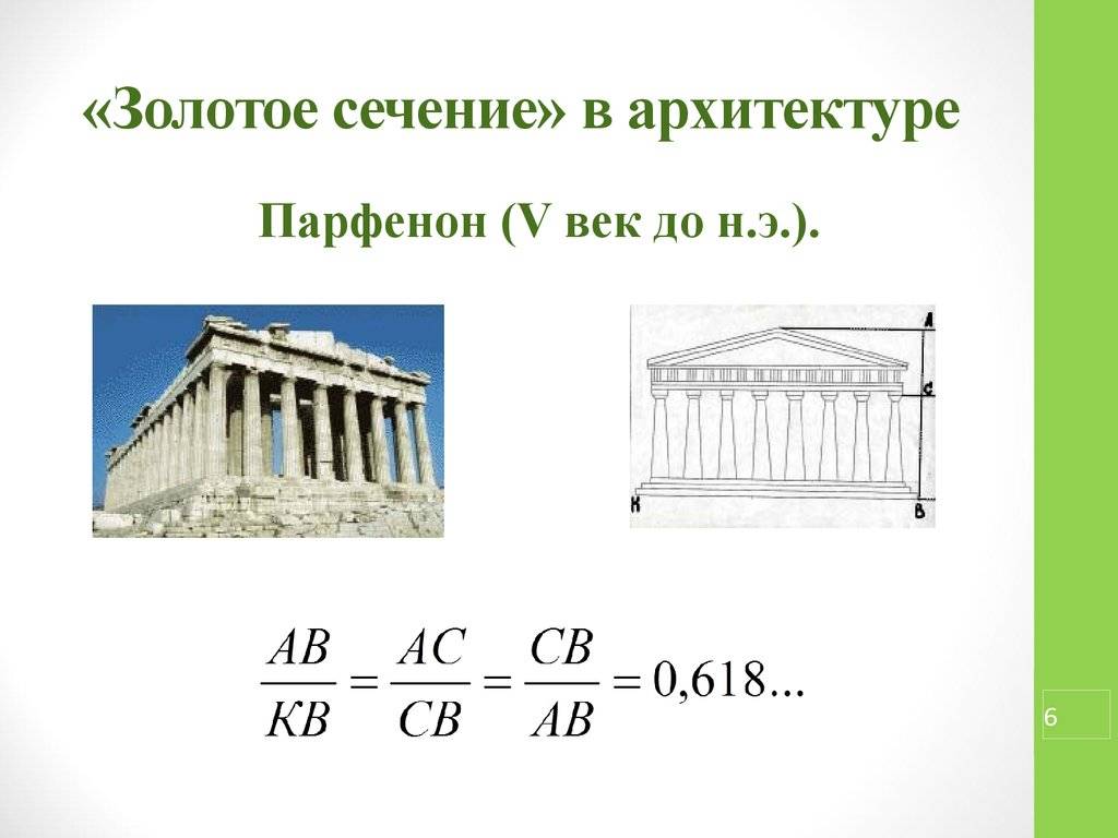 Золотое сечение в архитектуре проект 10 класс