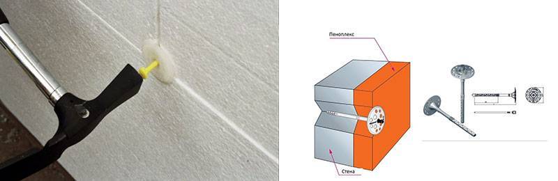 Чем приклеить пеноплекс к бетону. Дюбель гвоздь для пеноплекса. Дюбель для пеноплекса к бетонной стене. Крепеж ЭППС К бетону. Пеноплекс 50 мм крепление к стене.