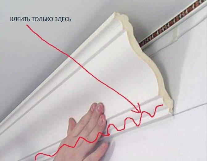 Как клеить плинтус на натяжной потолок