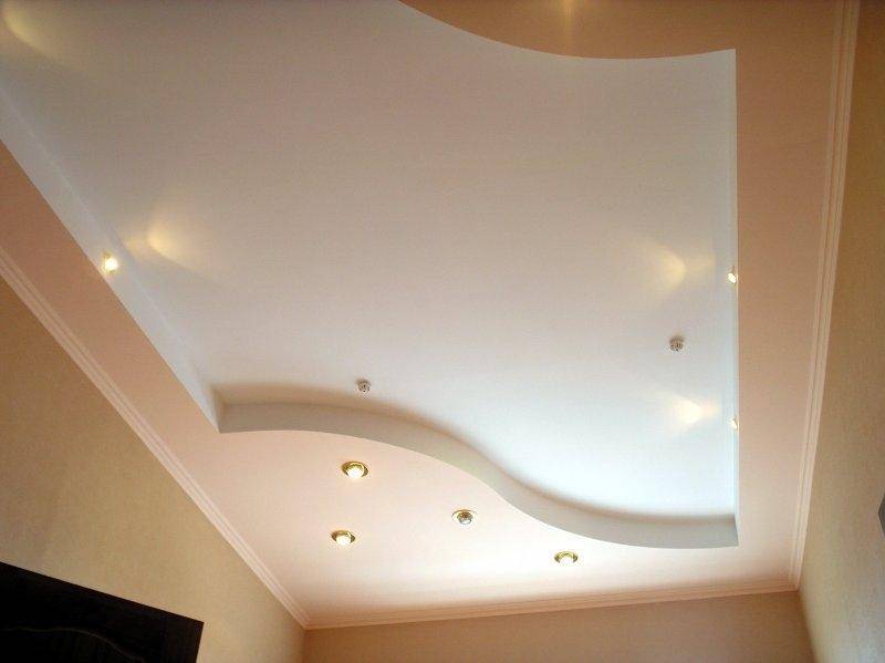 Двухуровневые потолки из гипсокартона для гостиной своими руками с фото