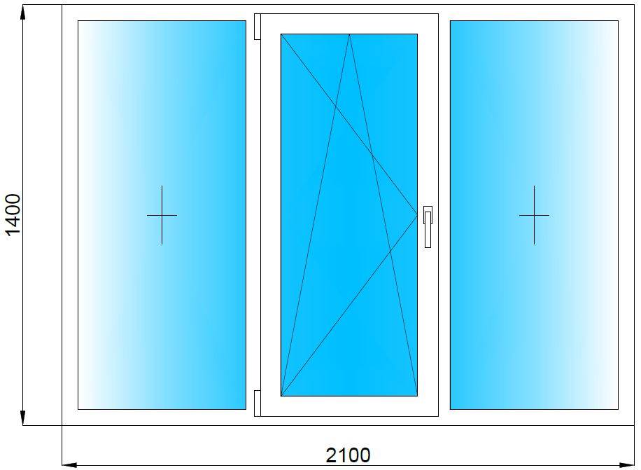 Размеры и конфигурации 1-но, 2-х, 3-ех створчатых пвх окон