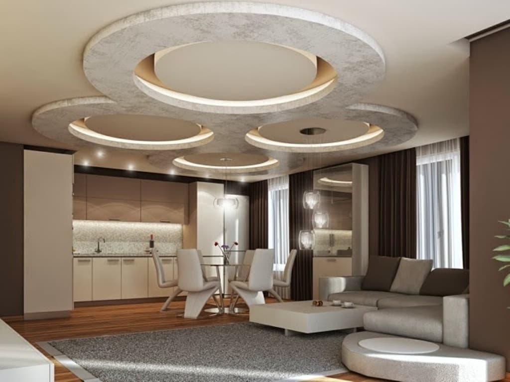 Потолки из гипсокартона для гостиной — 100 фото стильного дизайна
