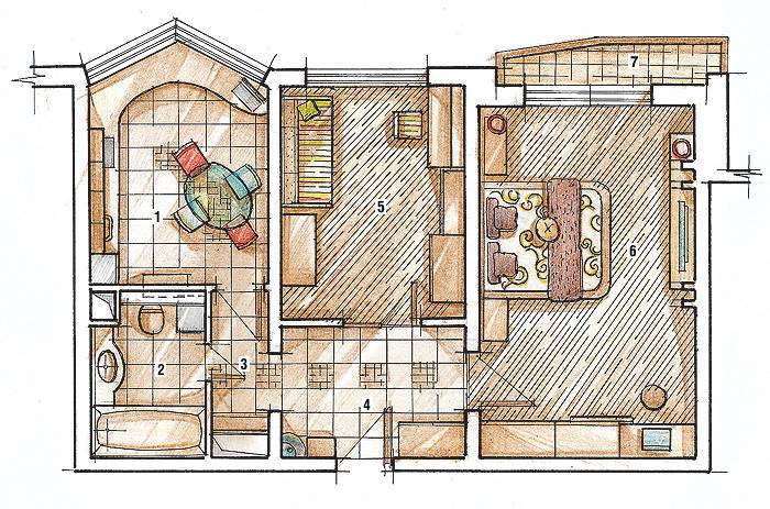 Планировка квартиры п44: обзор готовых решений, примеры красивого дизайна, зонирование, обустройство