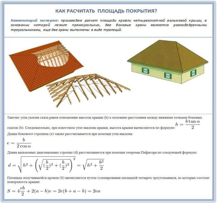Расчет вальмовой крыши - онлайн калькулятор с чертежами и фото + расчет стропильной системы и площади четырехскатной крыши
