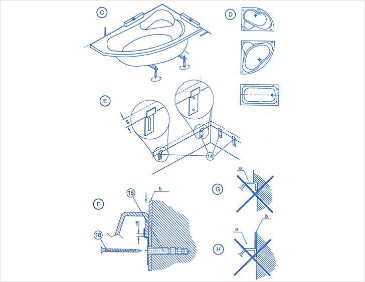 Установка угловой ванны: инструкция, советы и видео