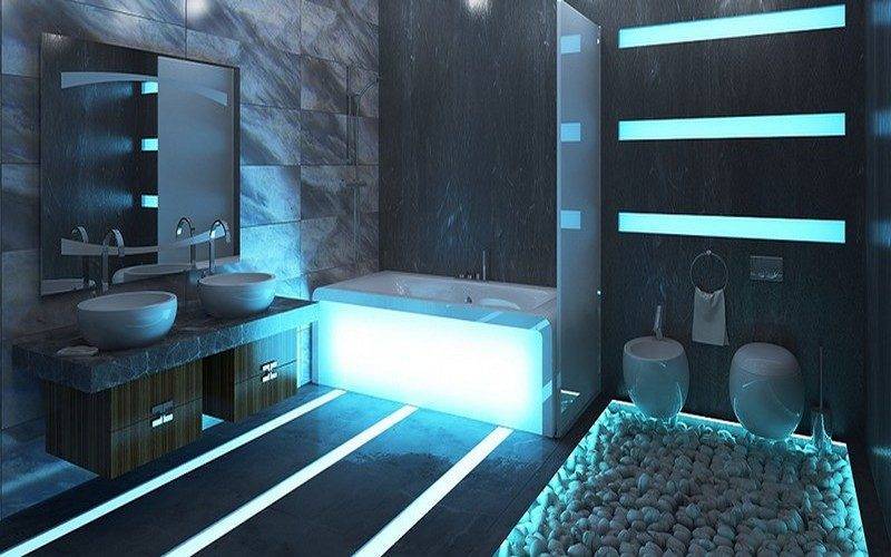 Ванная в стиле хай тек: дизайн комнаты - 38 фото