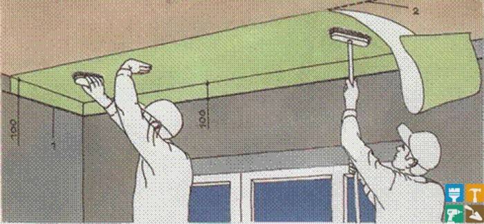 Как поклеить обои на потолок