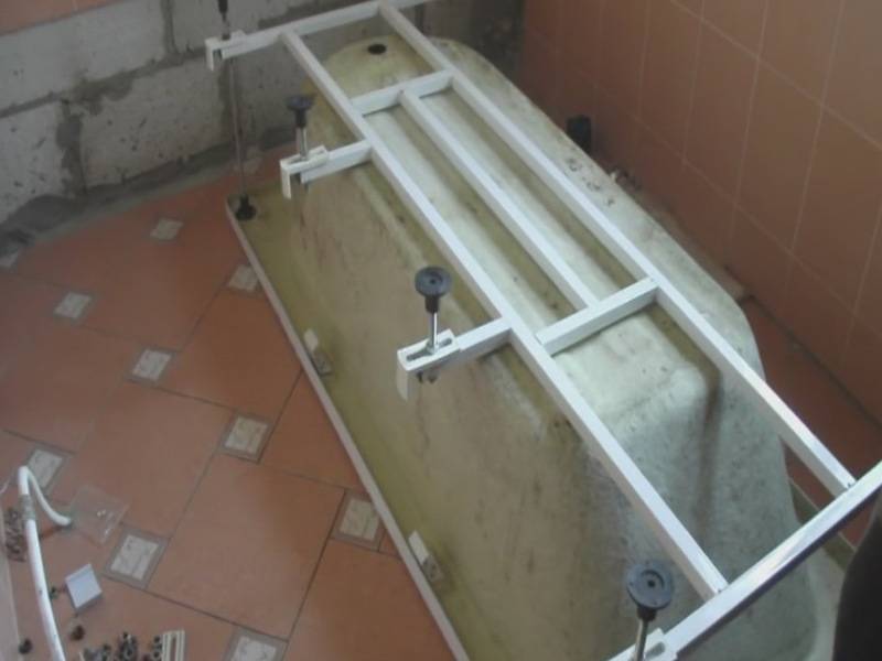 Этапы установки металлической ванны