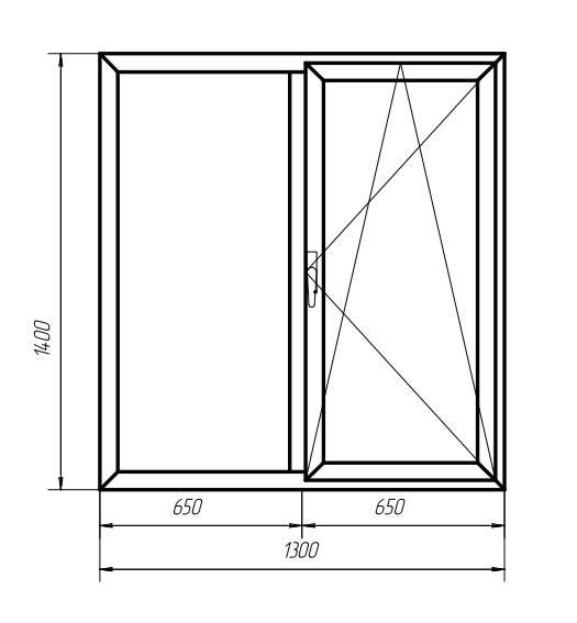 Эскиз трехстворчатого окна пвх