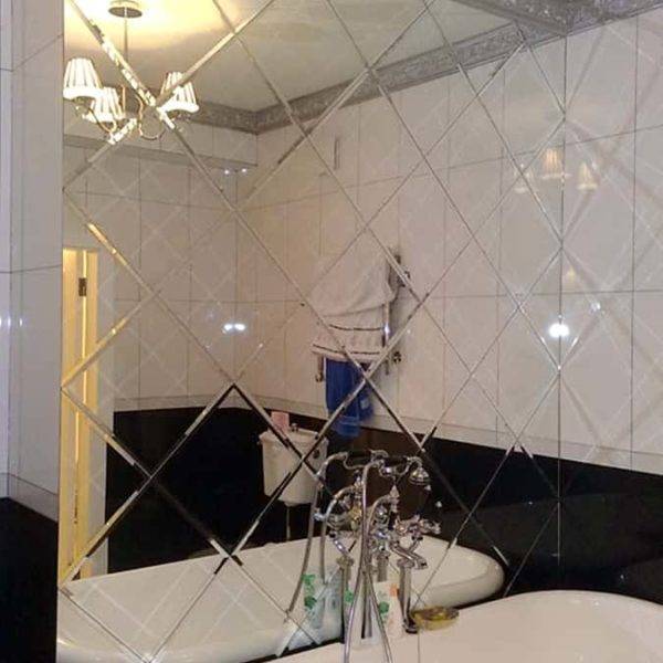 Зеркальная плитка для ванной (41 фото): как правильно крепить