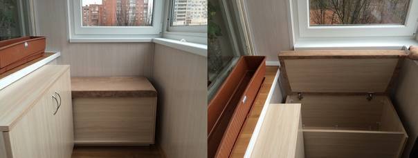 Лавка на балконе. удобный ящик на балкон своими руками: фото, варианты конструкций