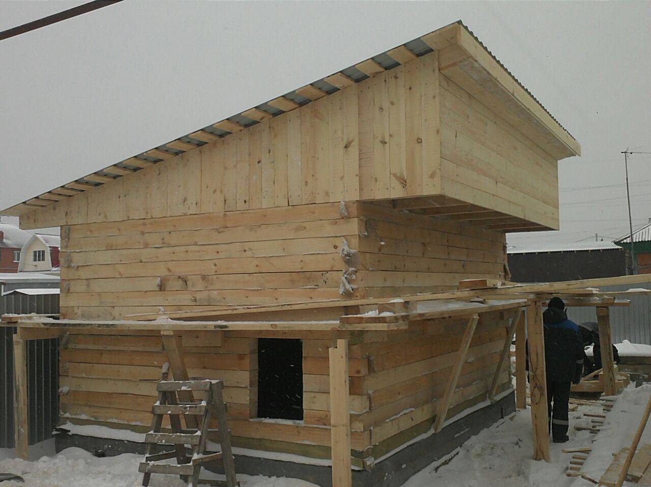 Баня из блока с односкатной крышей проекты