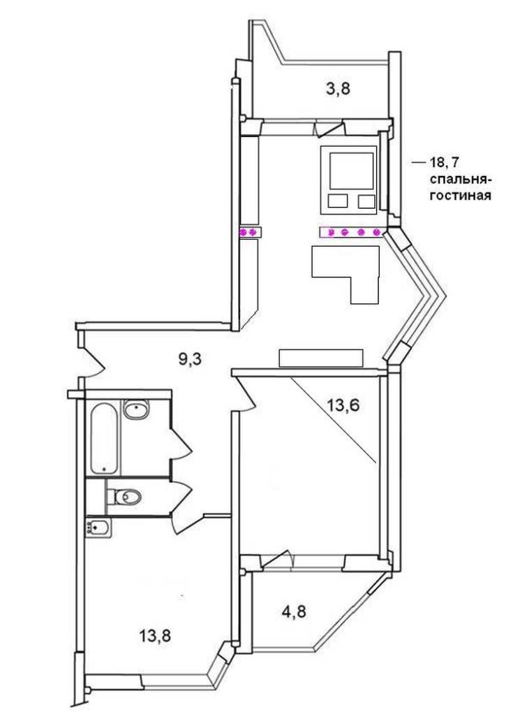 Планировка с размерами домов серии п-44