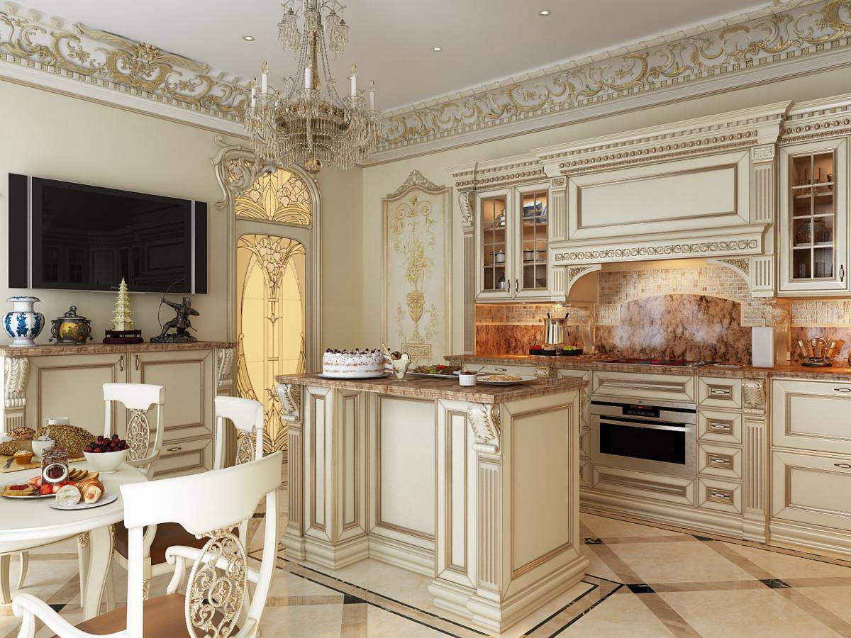 Классические кухни - светлая или белая кухня в классическом стиле, кухня в стиле современная классика.