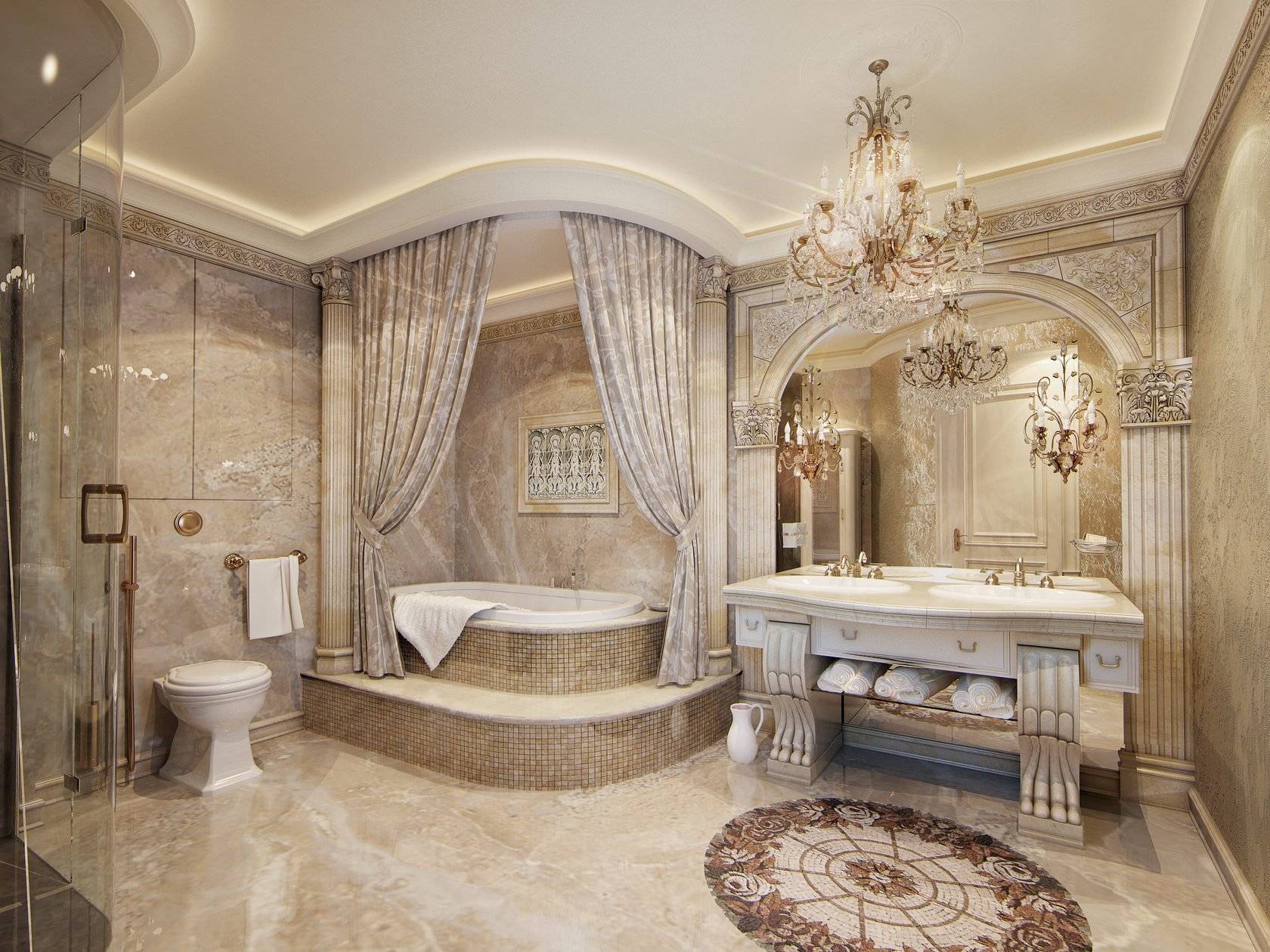 Великолепие классического стиля в ванной