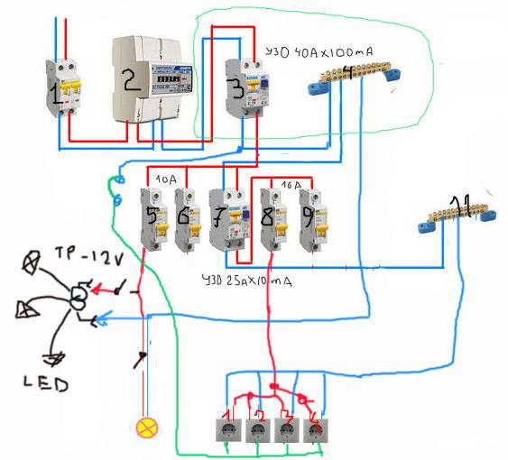 Схема электрики на даче
