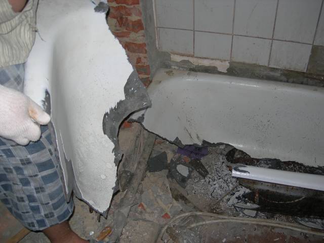 Демонтаж чугунной ванны способы демонтажа, разбития