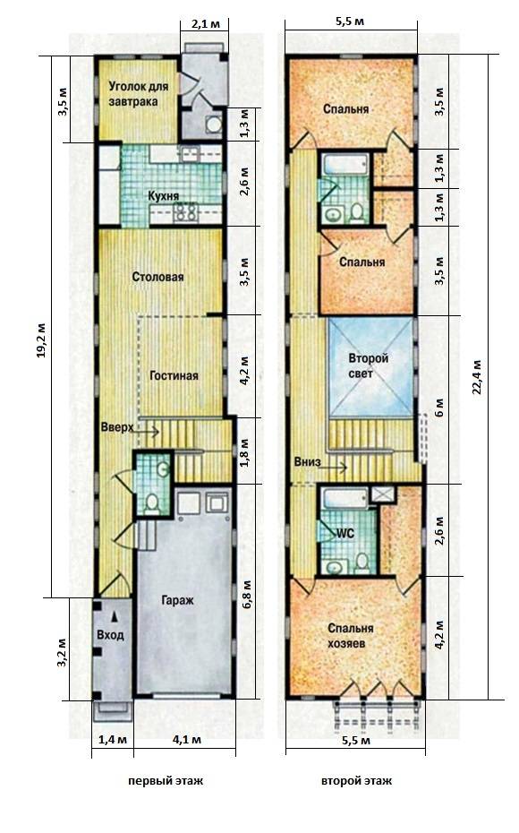 План узкого и длинного дома