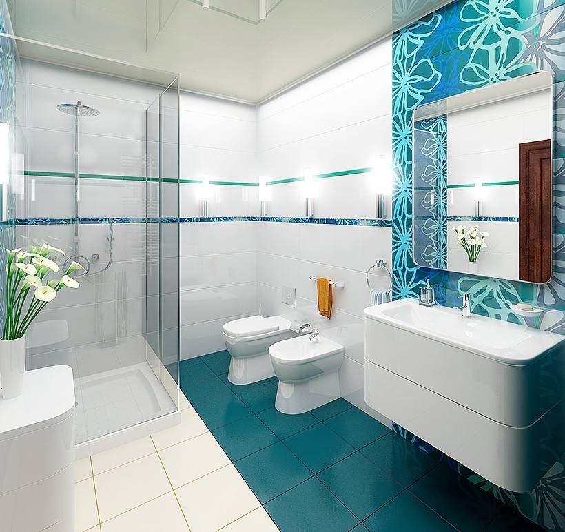 Ванная комната в морском стиле, фото интерьера, аксессуары