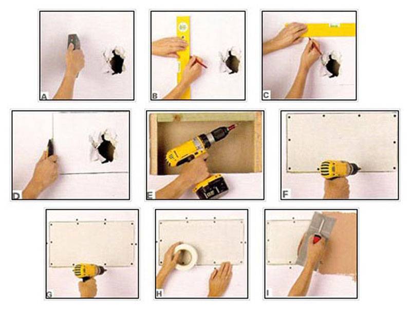 Как заделать дыру в гипсокартоне на стене: как отремонтировать и чем залатать дырку в гипсокартоне