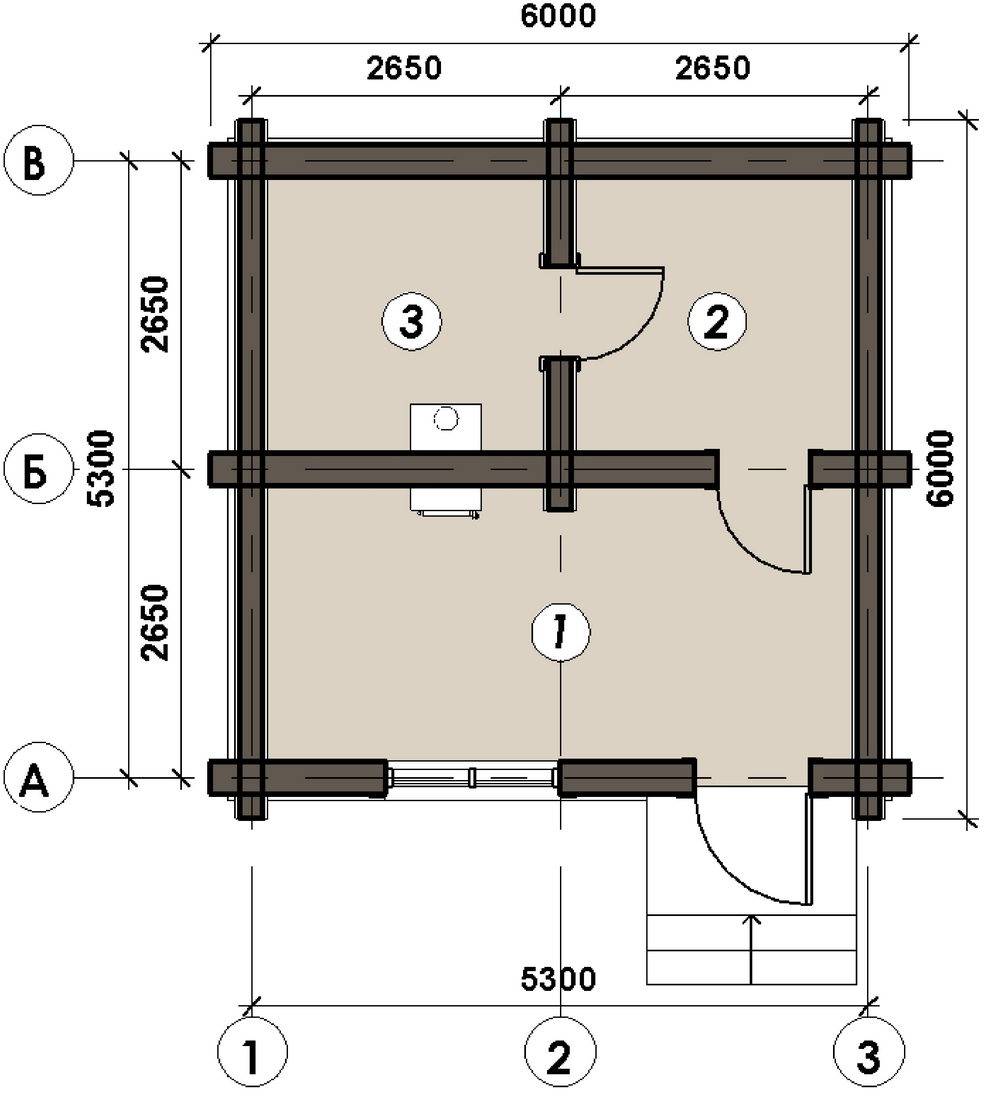 Подробный проект бани 6 на 6