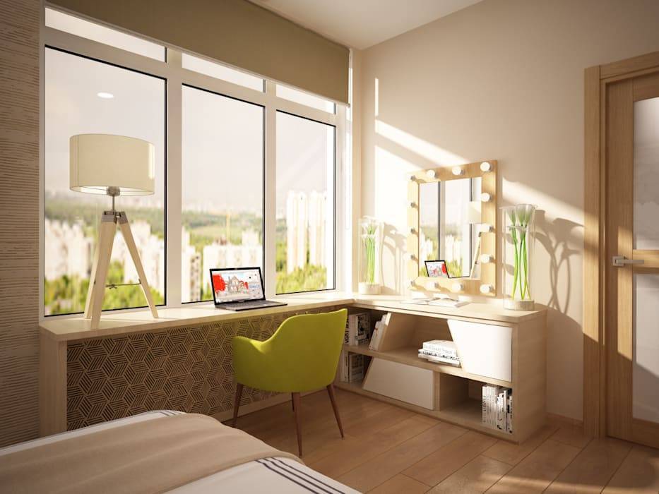 Комната с балконом, современный дизайн - фото примеров