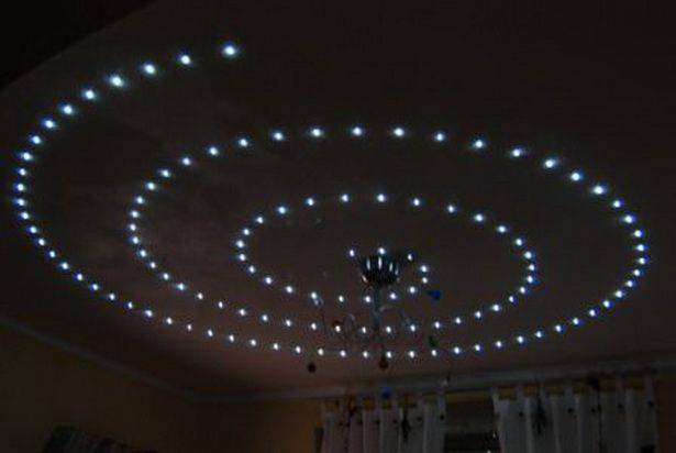 Потолок с подсветкой - виды потолков с подсветкой, фото, цвета, мощность