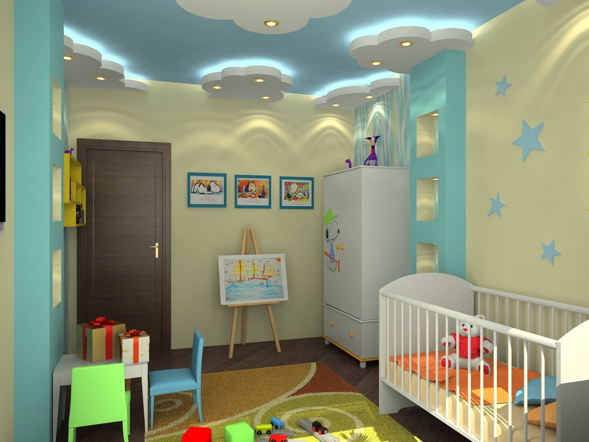Натяжные потолки фото в детской комнате, варианты дизайна для девочки и не только