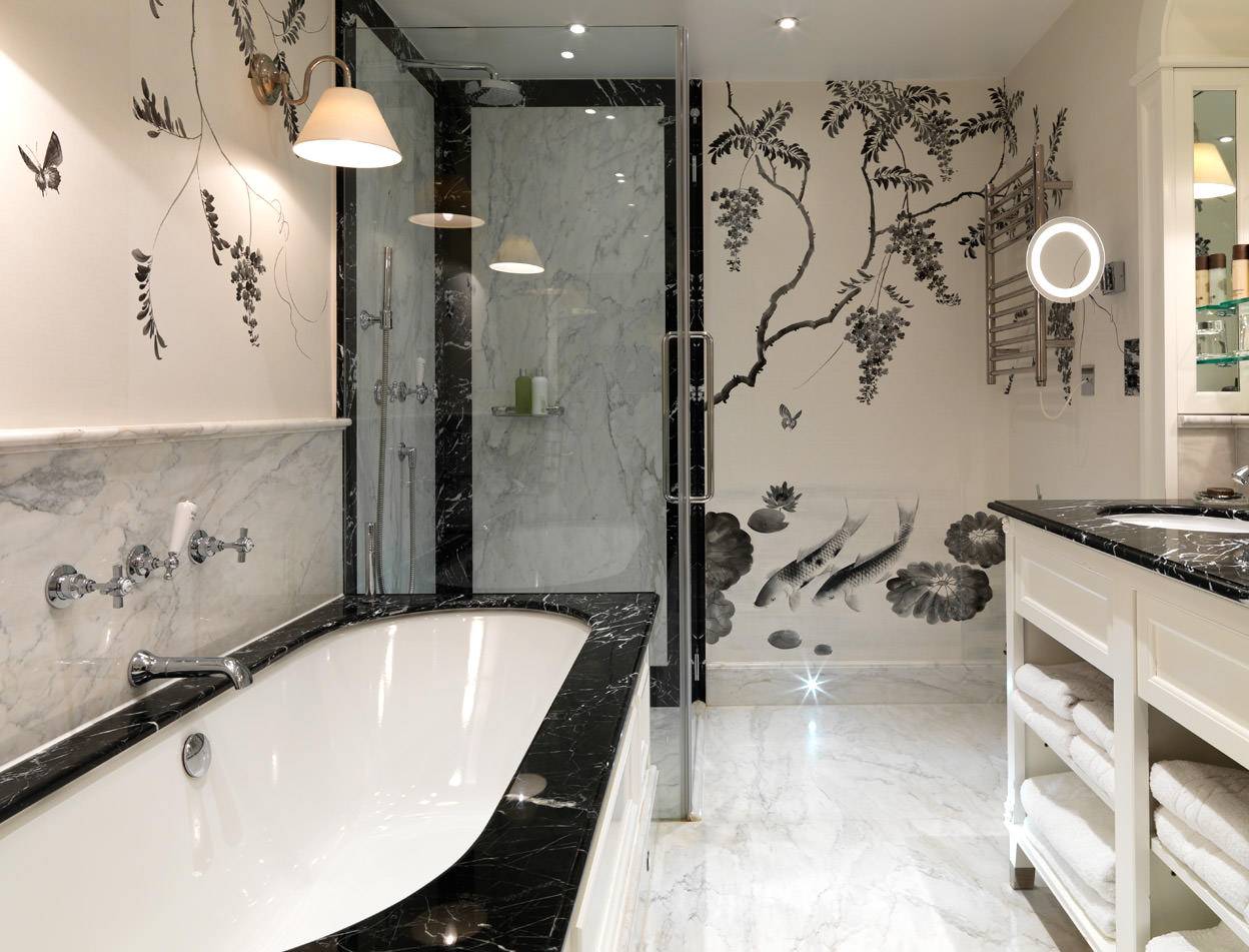 Отделка стен в ванной: варианты дизайна, виды отделок и оригинальные сочетания 2022 года (85 фото)