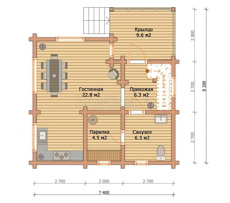 Проект бани 7x5