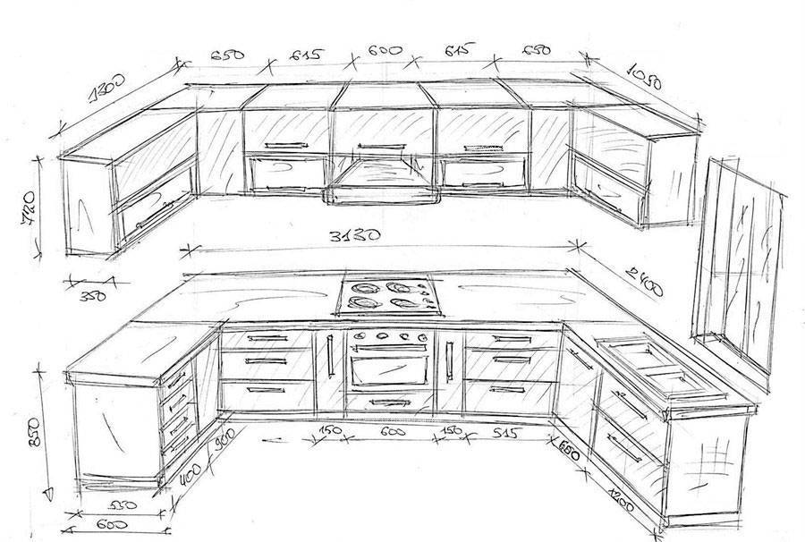 Нарисовать проект кухни самостоятельно