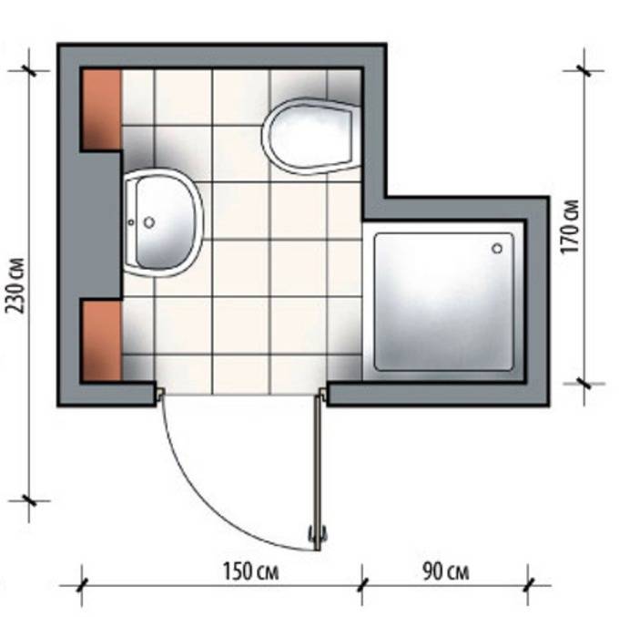 План маленького санузла
