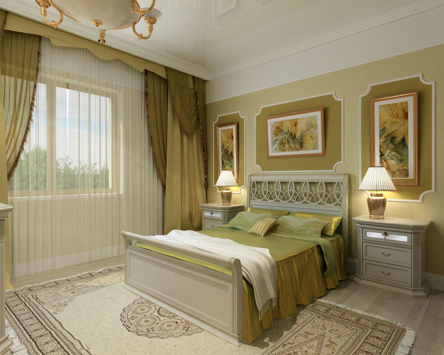 спальня оливкового цвета фото в интерьере