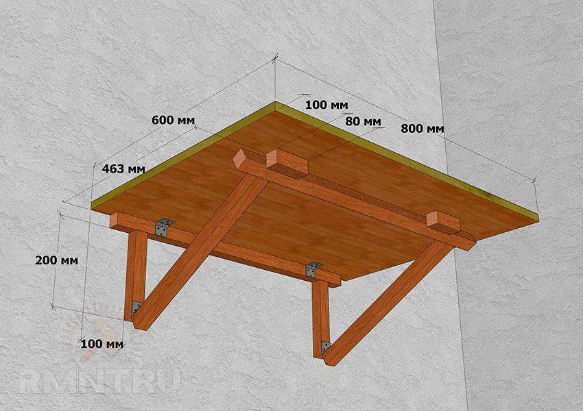 Откидной столик на балкон- чертежи, схема, механизм